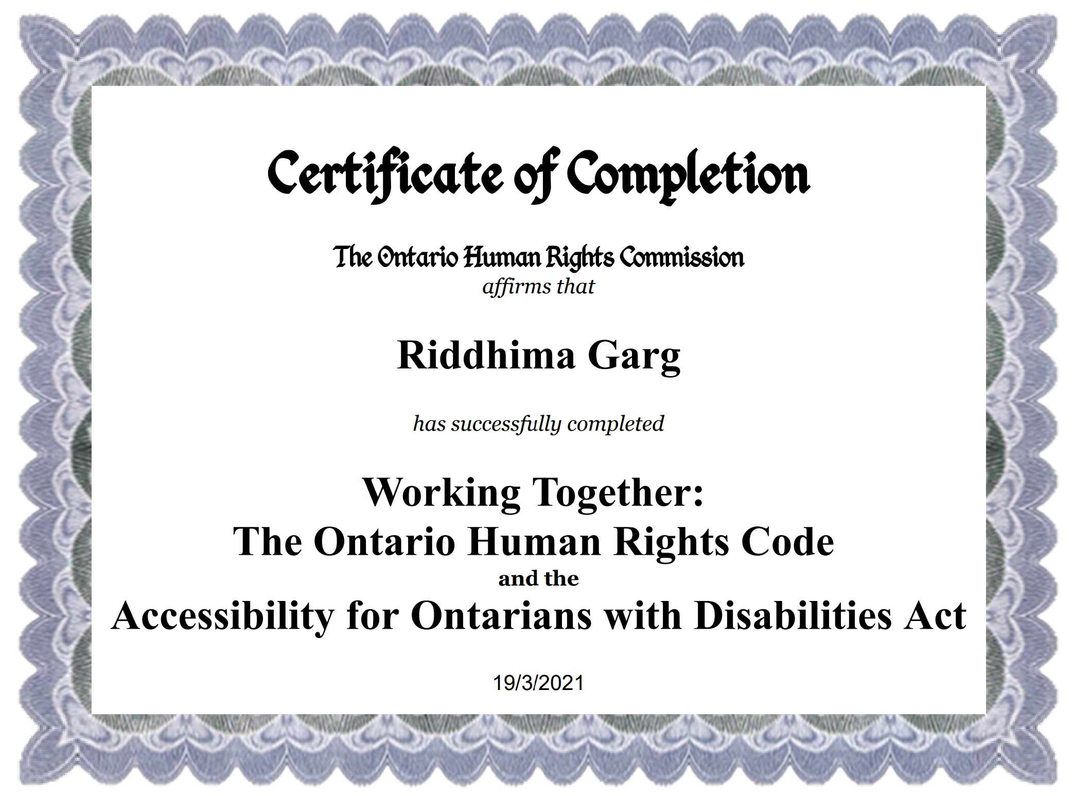 Ontario Human Rights Code